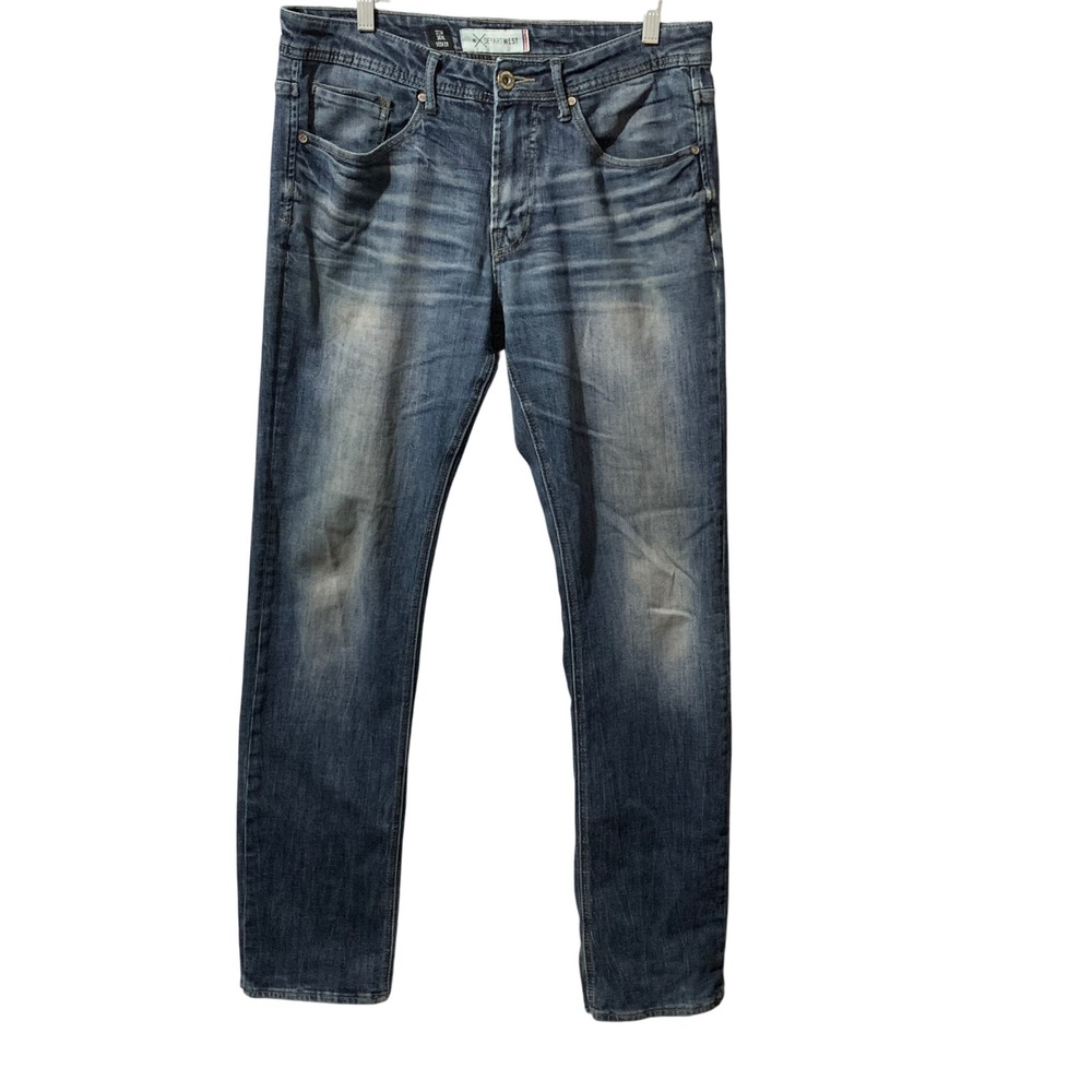Departwest Mens Jeans 32x36XL Seeker Straight Leg Distressed Denim Street Flaw‎